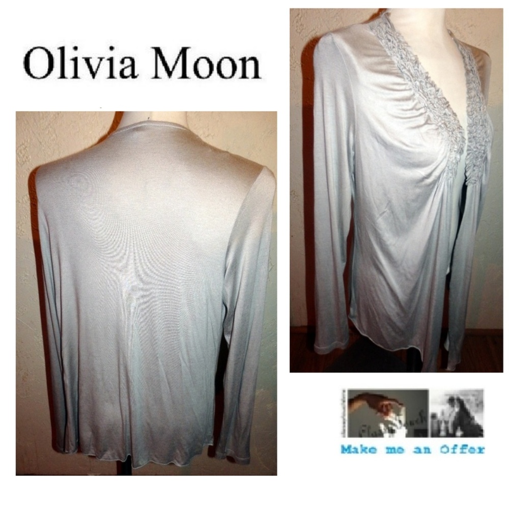 Olivia Moon New Gray Cardigan Sweater - Picture 1 of 6